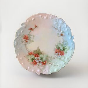Antique T And V Limoges Floral Hand-Painted Porcelain Plate 8.5 Inch Diameter